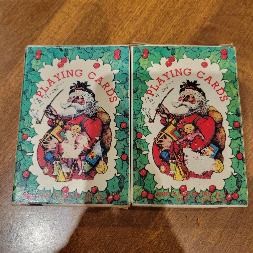 Kurt Adler Playing Cards Santas World H1717 Vintage Christmas 2 Decks Good